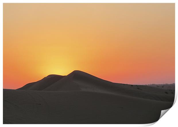 Sunset, Arabian Desert Print by DEE- Diana Cosford