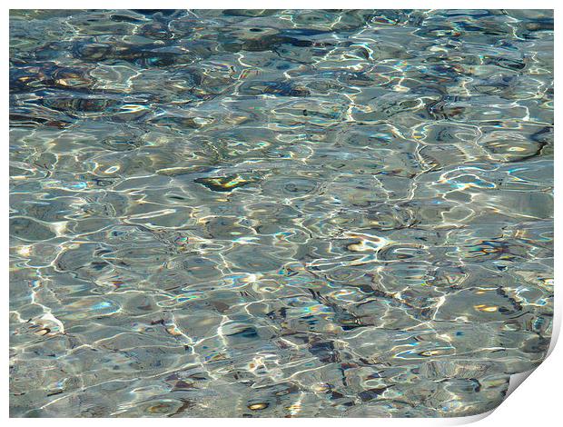 Ripples of clear water over smooth pebbles Print by DEE- Diana Cosford