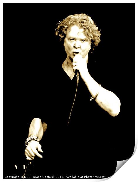 Mick Hucknell Simply Red at Cartmel Racecourse Print by DEE- Diana Cosford