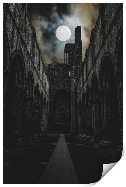 Abbey by Moonlight Print by Colin Metcalf
