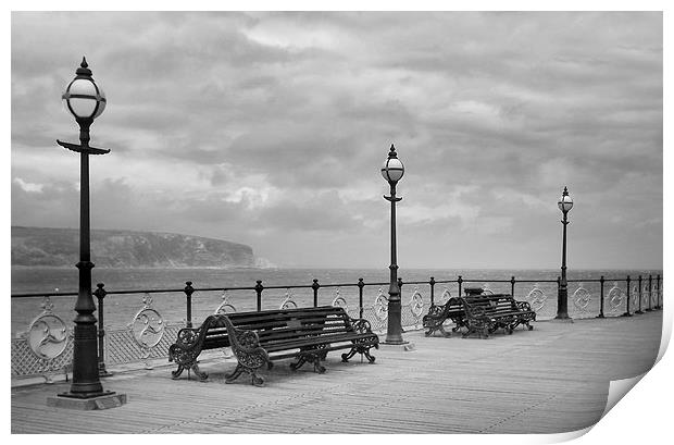 Swanage Pier Black And White Print by Linsey Williams