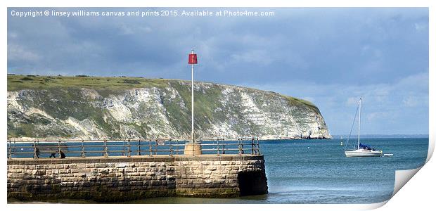  Sunny Swanage And Ballards Down Print by Linsey Williams