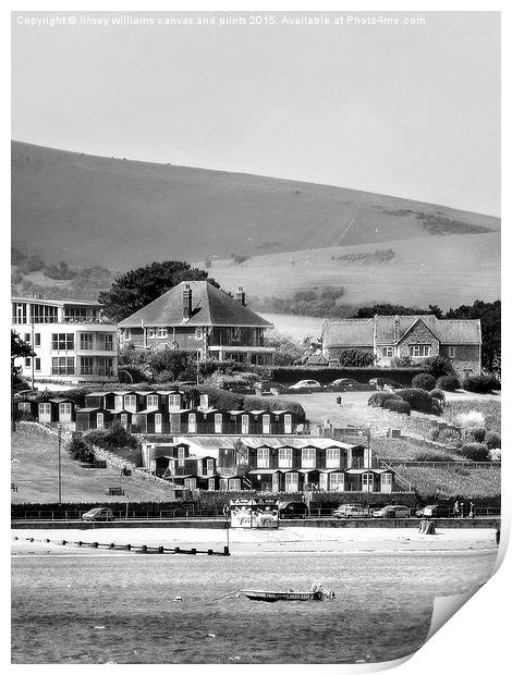  Swanage Beach Huts, Black And White Print by Linsey Williams