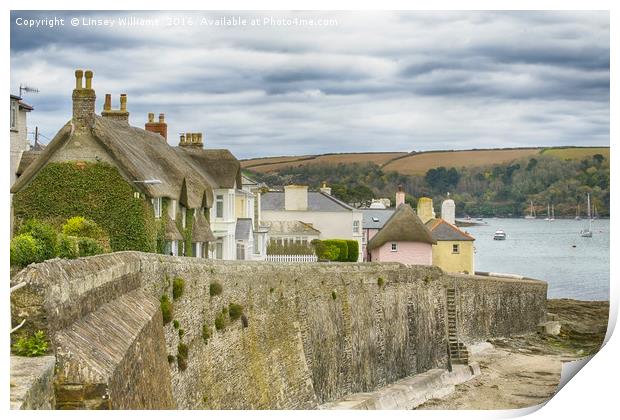Cottages On The Sea Front Print by Linsey Williams
