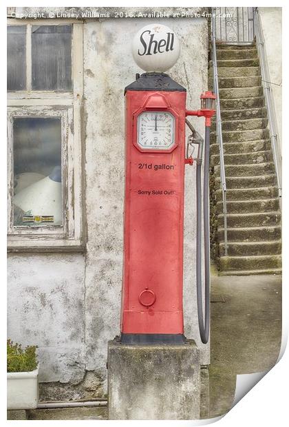 Shell Petrol Pump Print by Linsey Williams