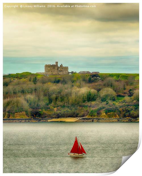 Sailing Past Pendennis, Colour Verion Print by Linsey Williams