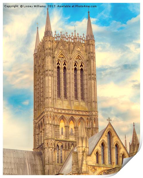 Central Tower of Lincoln Cathedral Print by Linsey Williams