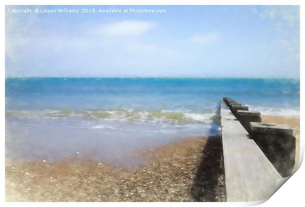 Breakwater Swanage Bay Print by Linsey Williams