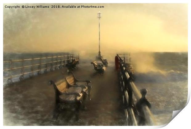 Winter Sunrise Swanage Jetty Print by Linsey Williams