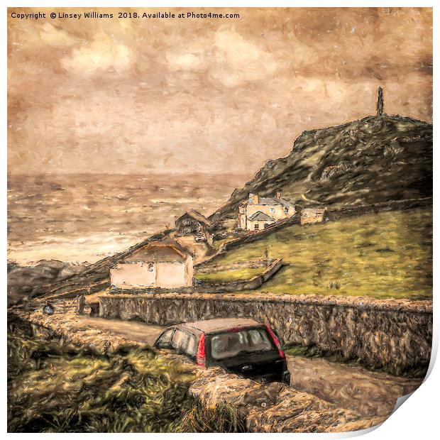 End of the Road at Cape Cornwall Print by Linsey Williams