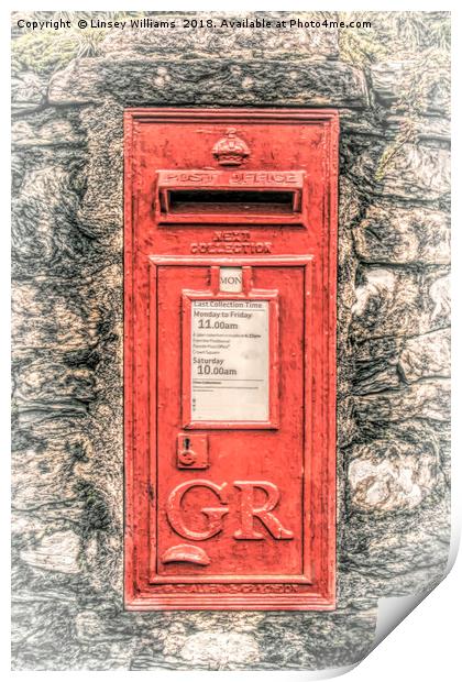 Vintage Post Box Print by Linsey Williams