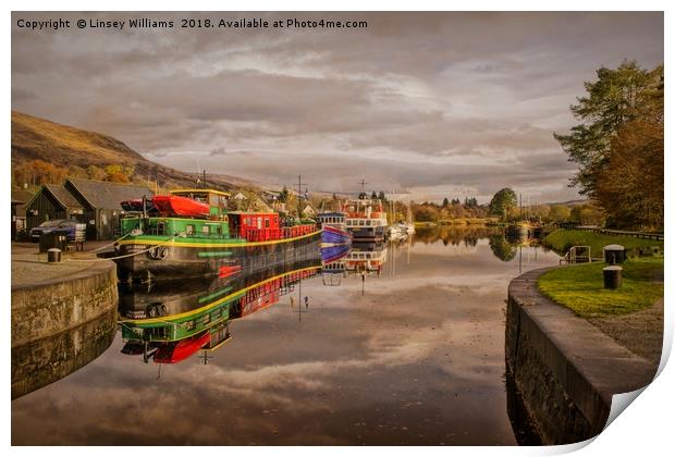 Caledonian Canal at Banavie Scotland Print by Linsey Williams