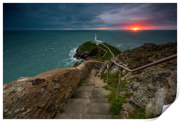 South Stack Lighthouse with the last light. Print by J.Tom L.Photography