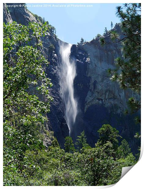  Waterfall at Yosemite Park Print by Paula Jardine