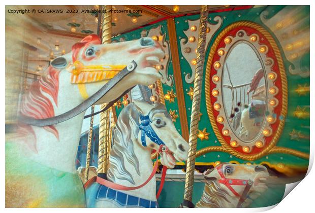 RETRO CAROUSEL Print by CATSPAWS 