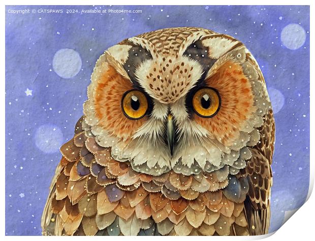PRETTY OWL Print by CATSPAWS 