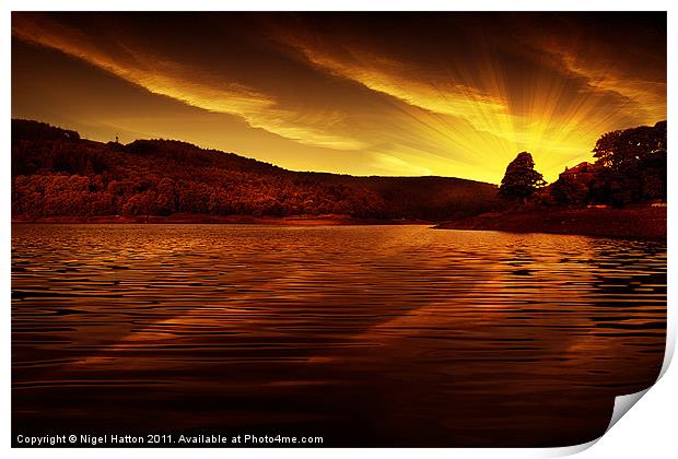 Ladybower Glow Print by Nigel Hatton