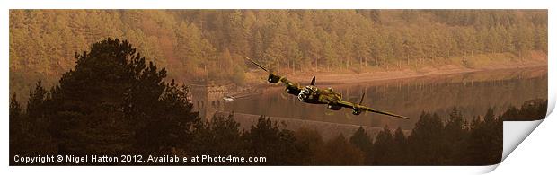Lancaster Over The Dams Print by Nigel Hatton