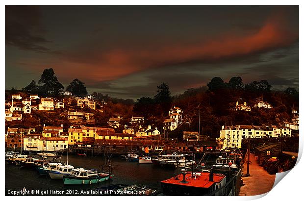 Polperro Walled Harbour Print by Nigel Hatton