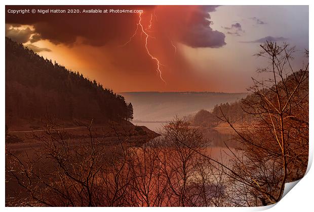 Lightning In The Valley Print by Nigel Hatton