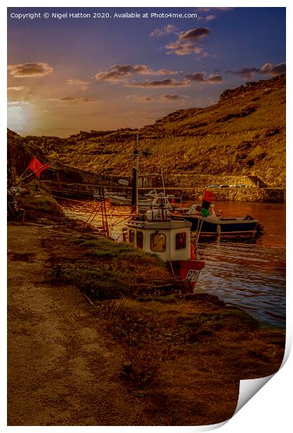 Boscastle Harbour At Sunset Print by Nigel Hatton
