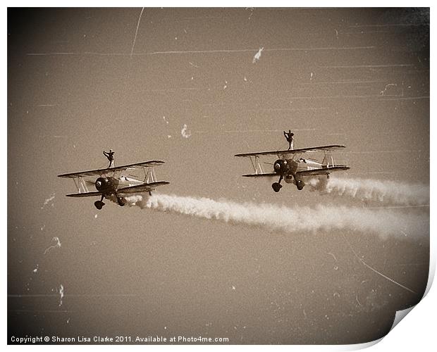 wing walkers at eastbourne Print by Sharon Lisa Clarke