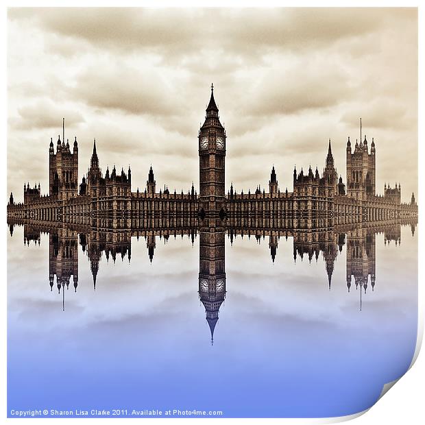 Westminster on Water Print by Sharon Lisa Clarke