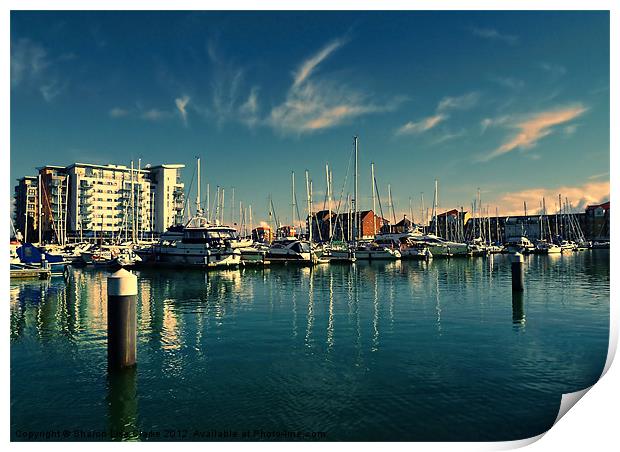 Evening at Sovereign Harbour Print by Sharon Lisa Clarke