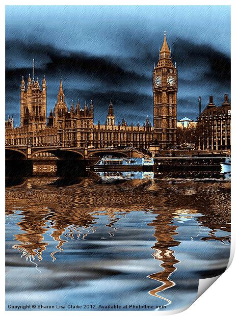 A rainy day in London Print by Sharon Lisa Clarke