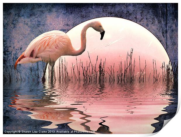 Flamingo Moon Print by Sharon Lisa Clarke