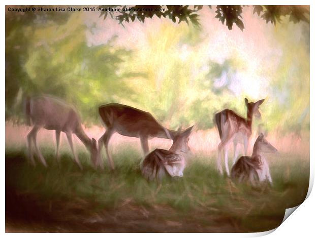 Deer Park Print by Sharon Lisa Clarke