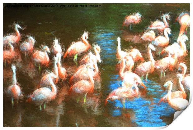  Flamingo dance Print by Sharon Lisa Clarke