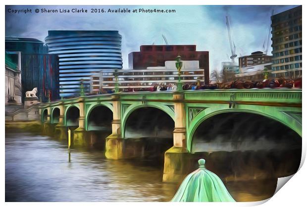 A busy day on Westminster bridge Print by Sharon Lisa Clarke