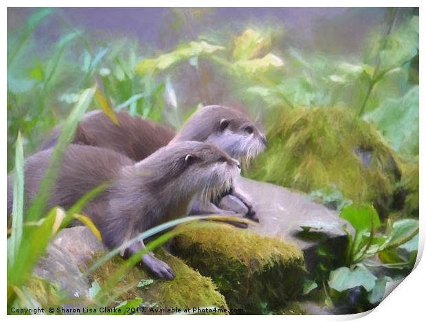 Otter duo Print by Sharon Lisa Clarke
