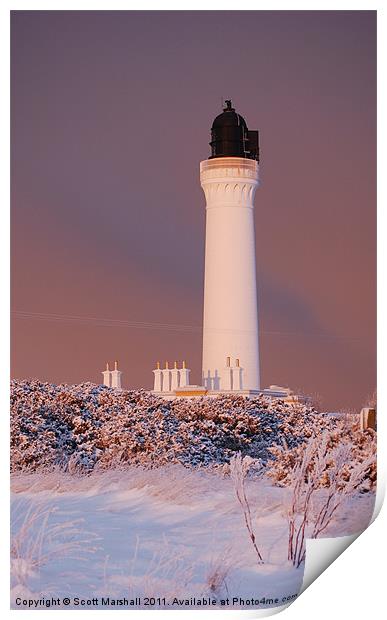 Covesea Lighthouse Winter Light Print by Scott K Marshall