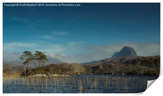 Suliven from Loch Druim Suardalain Print by Scott K Marshall