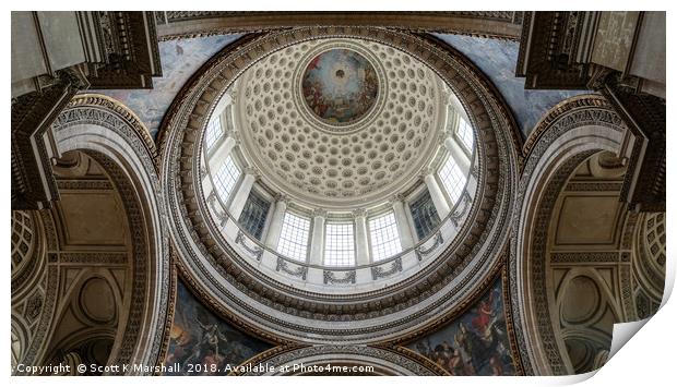 Pantheon Dome - Paris Print by Scott K Marshall