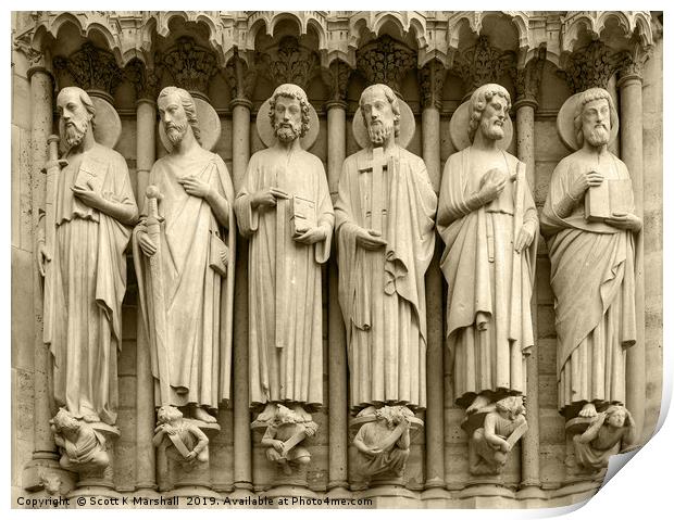 Notre Dame Statues Print by Scott K Marshall