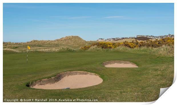 Lossiemouth Moray Golf Course Green Print by Scott K Marshall