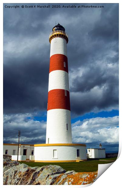 Tarbat Ness Lighthouse Print by Scott K Marshall