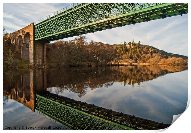 Carbisdale Castle River Reflection Print by Scott K Marshall