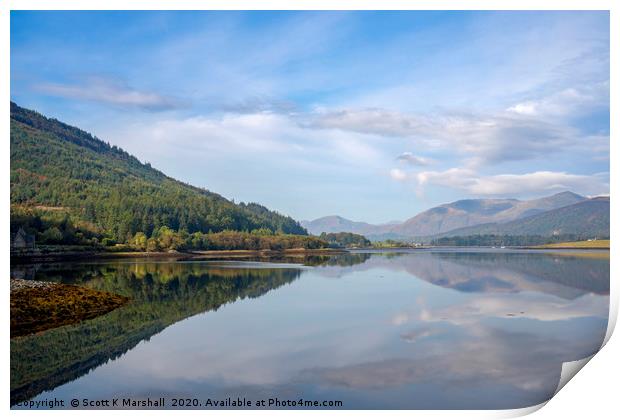 Loch Leven tranquil autumn reflection Print by Scott K Marshall