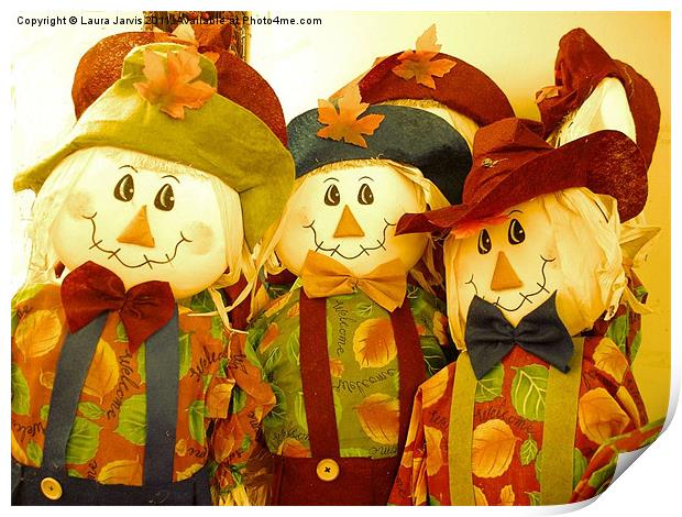 Autumn Scarecrows Print by Laura Jarvis