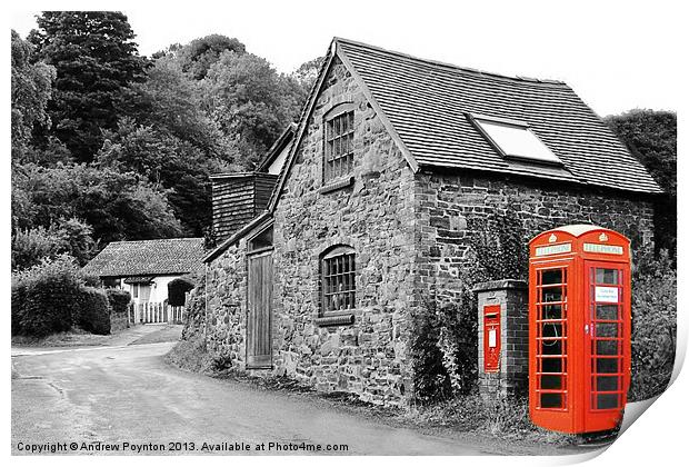 Red phone box Church Stretton Shropshire Print by Andrew Poynton