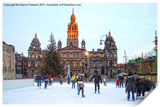 George Square Ice Rink Print by Valerie Paterson