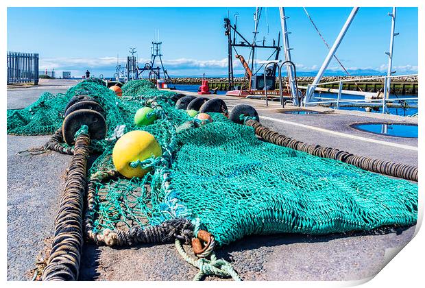 Fishing Nets Girvan Print by Valerie Paterson