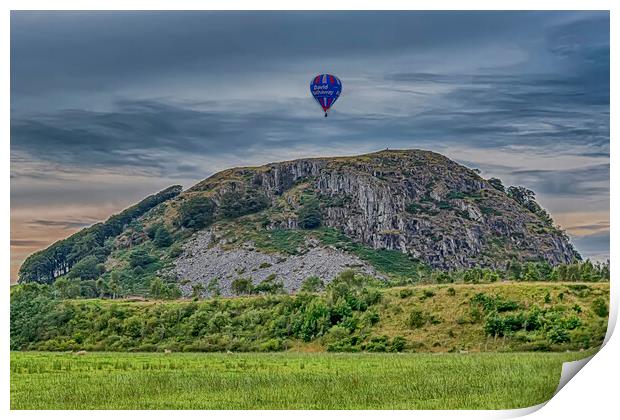 Balloon Over Loudoun Hill  Print by Valerie Paterson