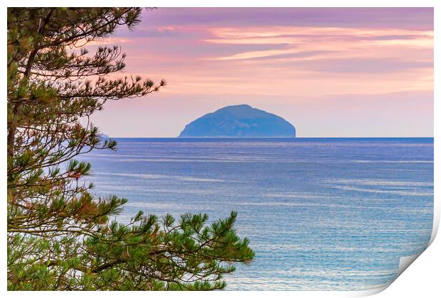 Pink Sky Around Ailsa Craig Print by Valerie Paterson