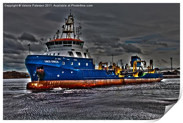 Working Dredger Print by Valerie Paterson