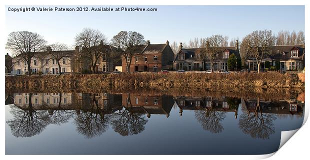 Reflection On Waterside In Irvine Print by Valerie Paterson